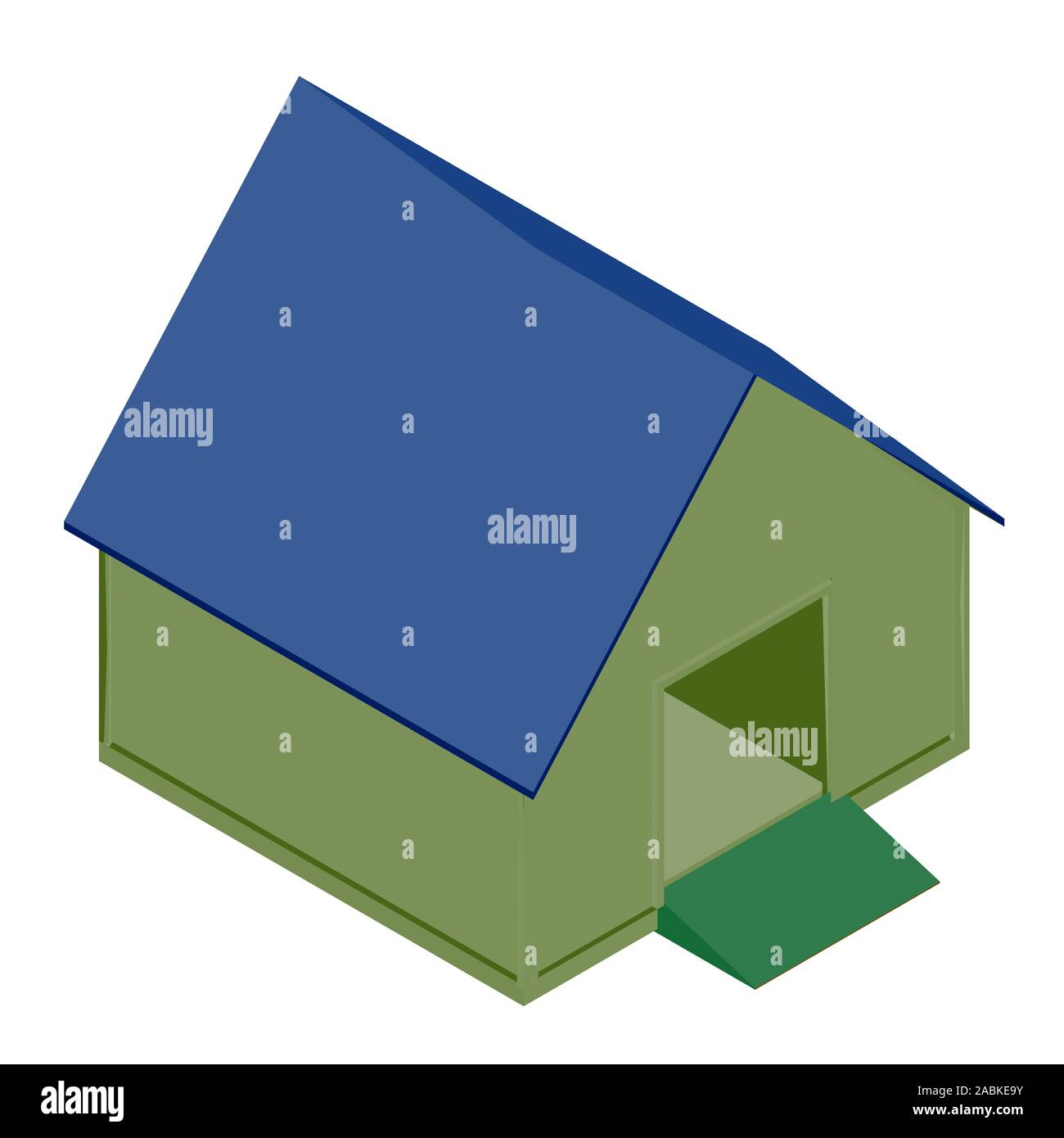 Rustic little house. A simple house structure. View isometric. 3D