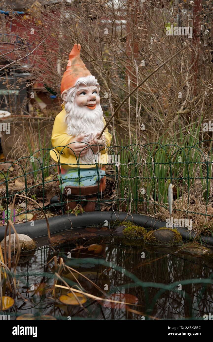 A garden gnome in the allotment garden at Luitpoldpark in Munich. [automated translation] Stock Photo