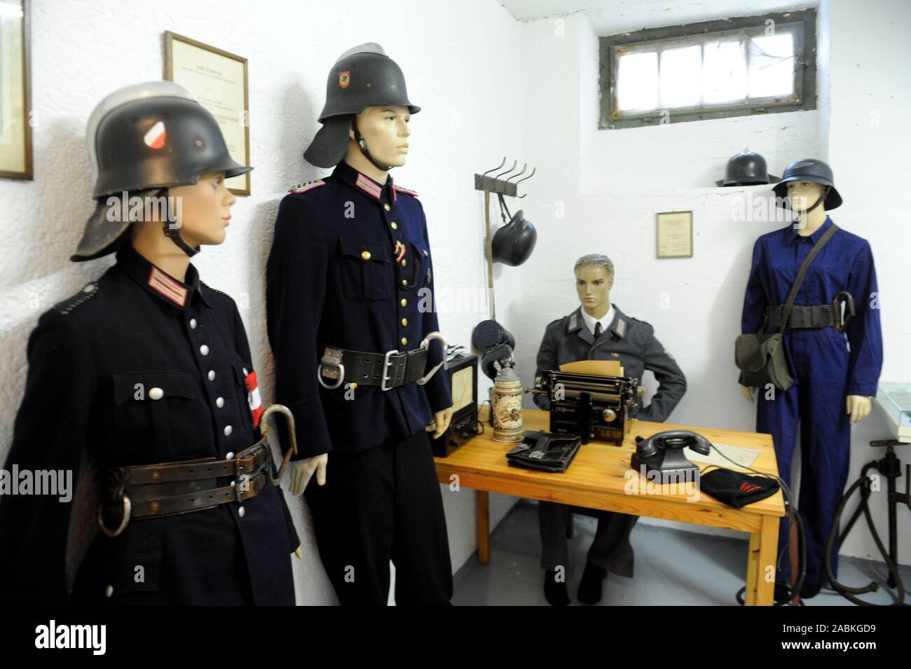 Andreas Abend's private fire brigade museum in his cellar. For years, this exhibition has been collecting exhibits on the 150-year history of the Munich volunteer fire brigade. [automated translation] Stock Photo