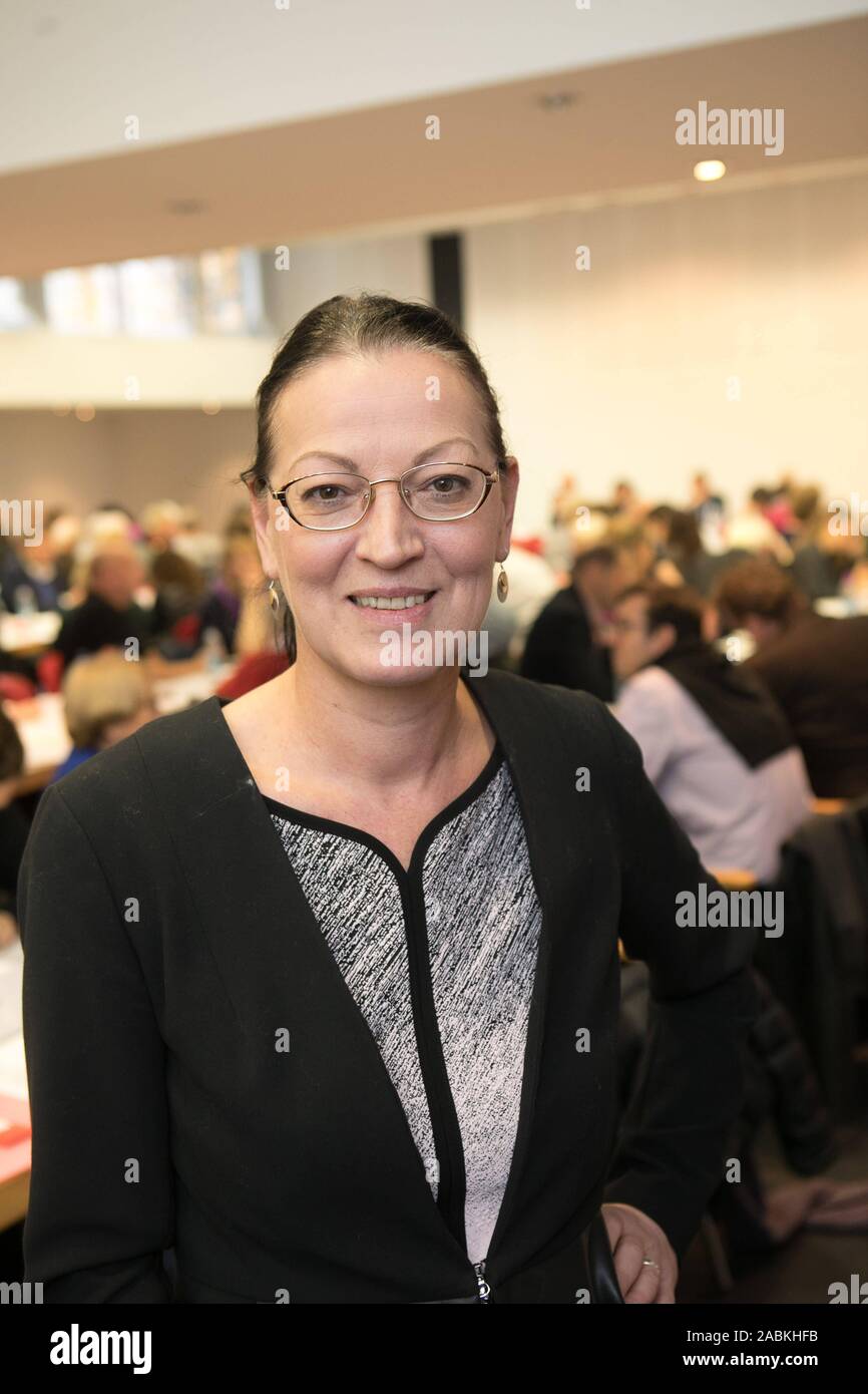 Claudia Tausend, chairwoman of the SPD Munich, confirmed in office at the city party conference in the trade union building at Schwanthalerstraße 64. [automated translation] Stock Photo