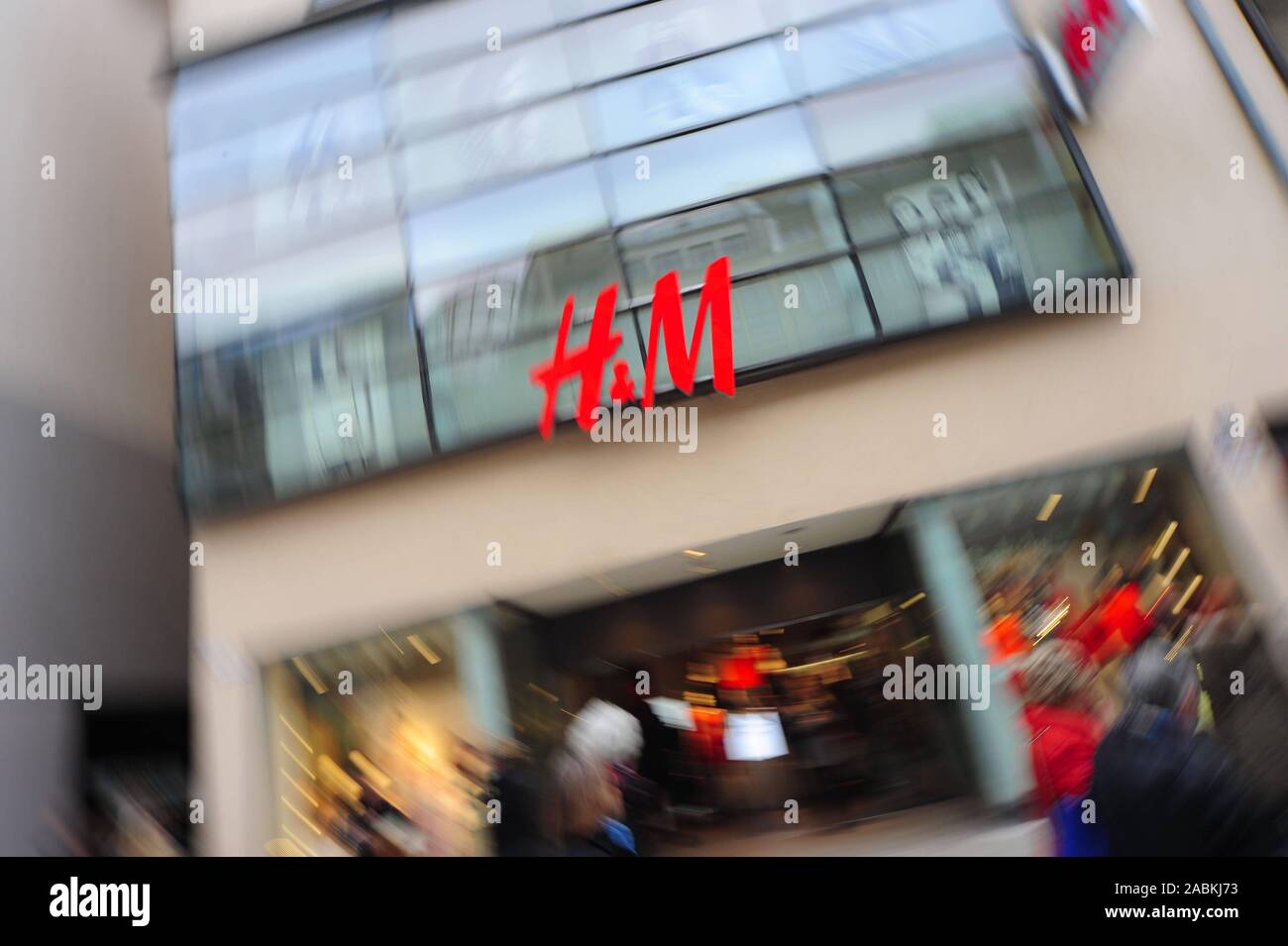 Branch of the Swedish fashion chain H and M (Hennes and Mauritz) at Kaufingerstrasse 18 in Munich's pedestrian zone. [automated translation] Stock Photo