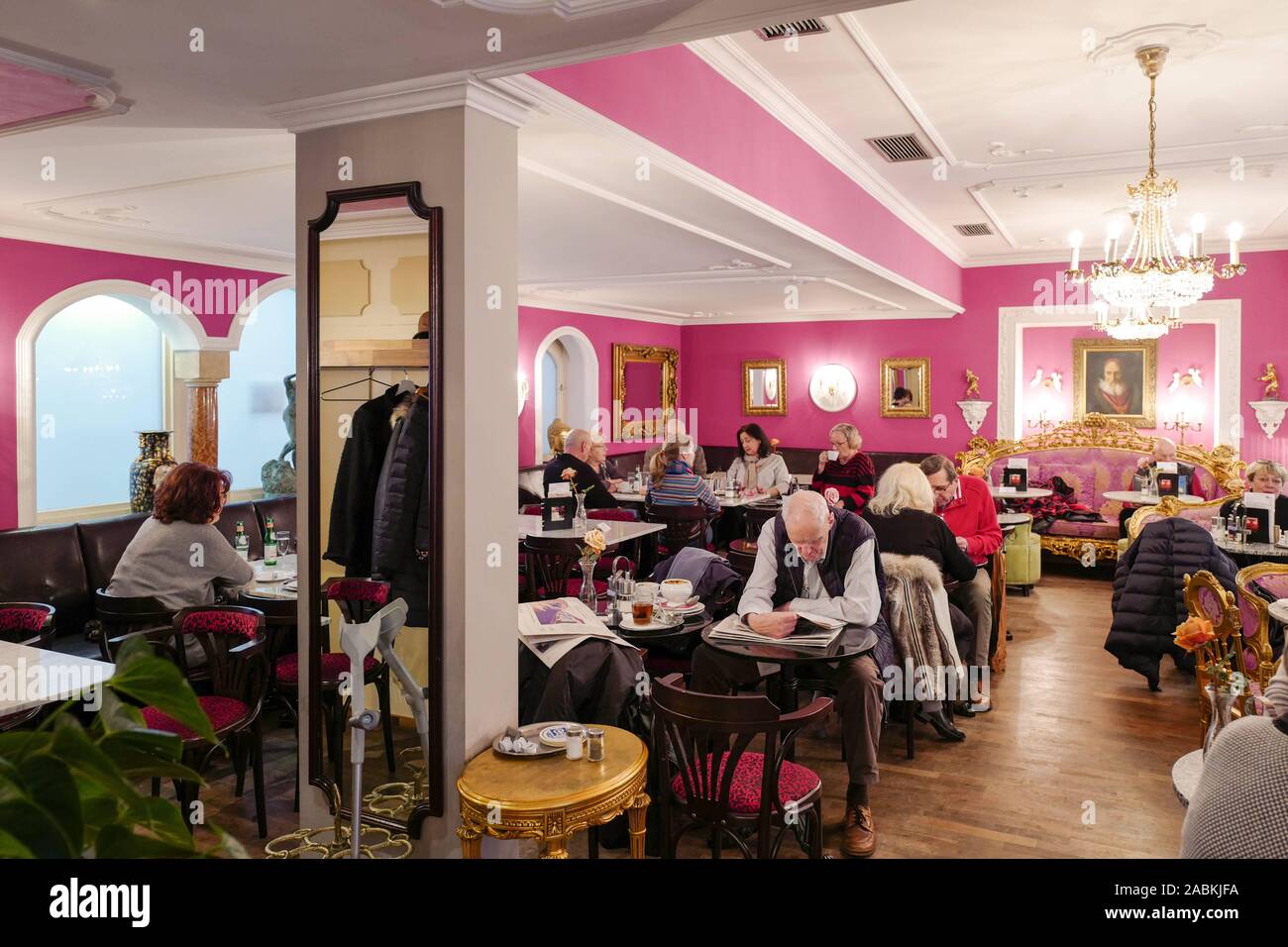 The long-established Cafe Belstner in the old town of Landshut closes at the end of January 2019. [automated translation] Stock Photo