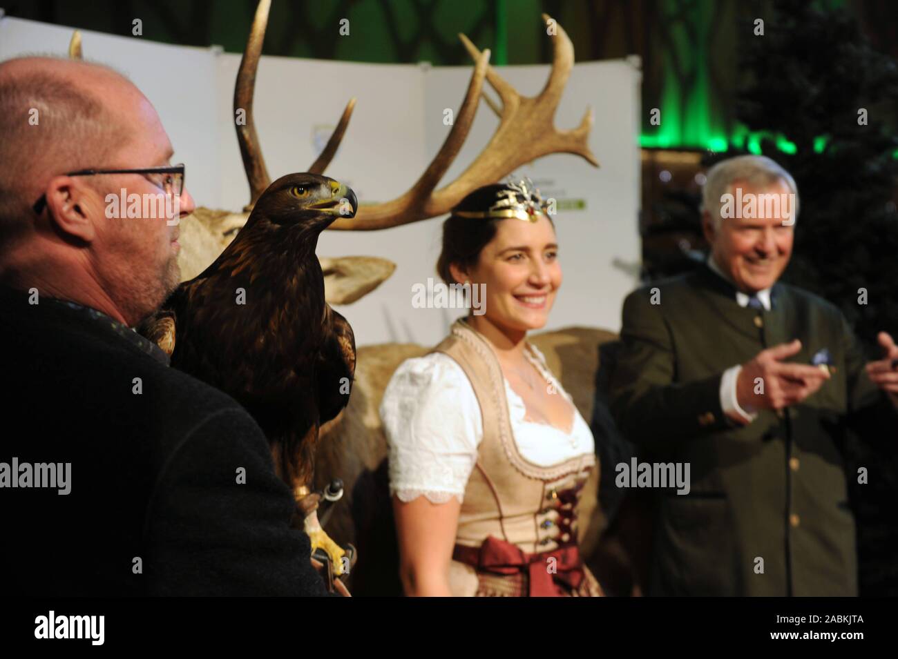 Hunting King Lisa Müller and BJV President Jürgen Vocke at the 70th Annual Reception of the Bavarian Hunting Association (BJV) in the Paulaner Festival Hall at Nockherberg. [automated translation] Stock Photo