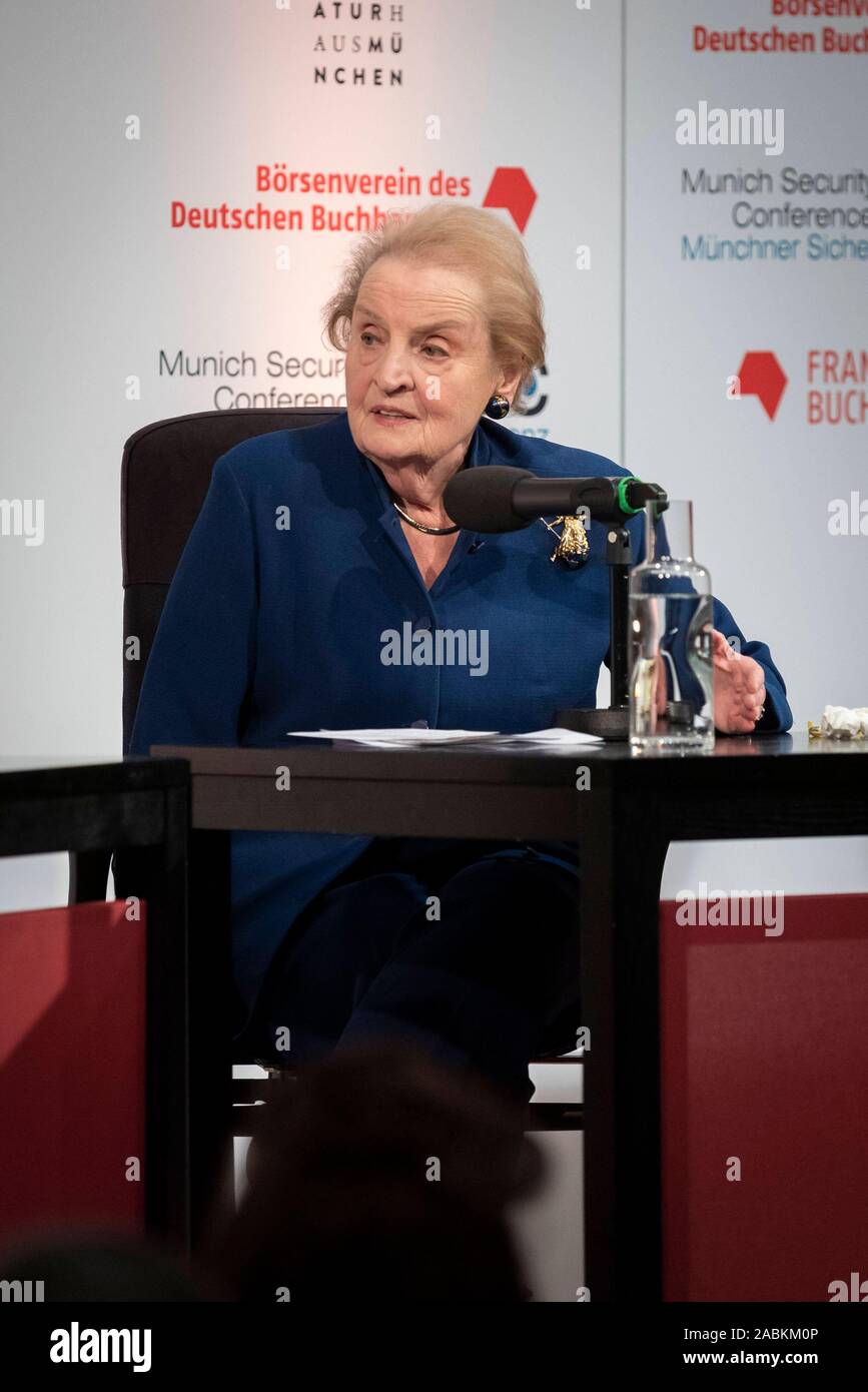 The former US Secretary of State, Madeleine Albright, talks with journalist Klaus Kleber about her book 'Fascism - A Warning' at the Munich Security Conference in the Literaturhaus München. [automated translation] Stock Photo