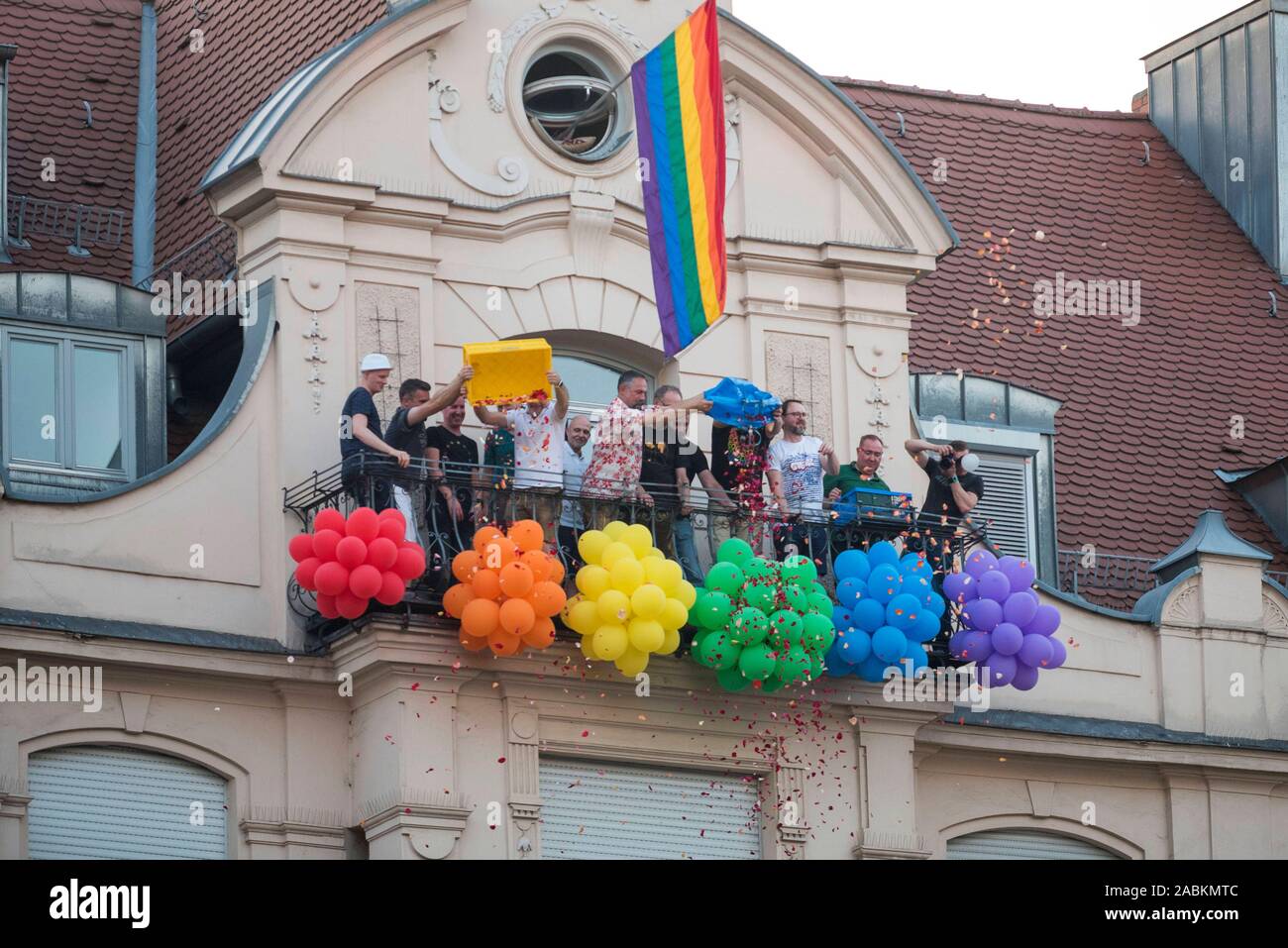 Participants celebrate the Hans-Sachs-Straßenfest in Munich. [automated translation] Stock Photo