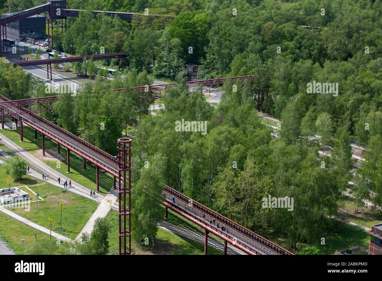 World Heritage Zollverein colliery, in Essen, former railway tracks, now the Zollverein Park, Germany Stock Photo