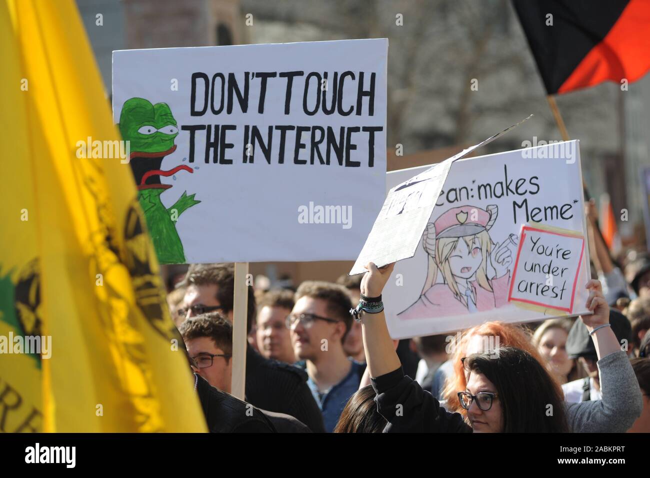 SaveYourInternet demonstration against the EU copyright reform with more than 40,000 participants at Marienplatz [automated translation] Stock Photo