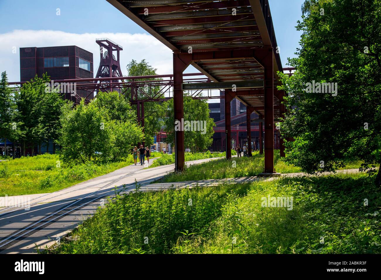 World Heritage Zollverein colliery, in Essen, former railway tracks, now the Zollverein Park, Germany Stock Photo