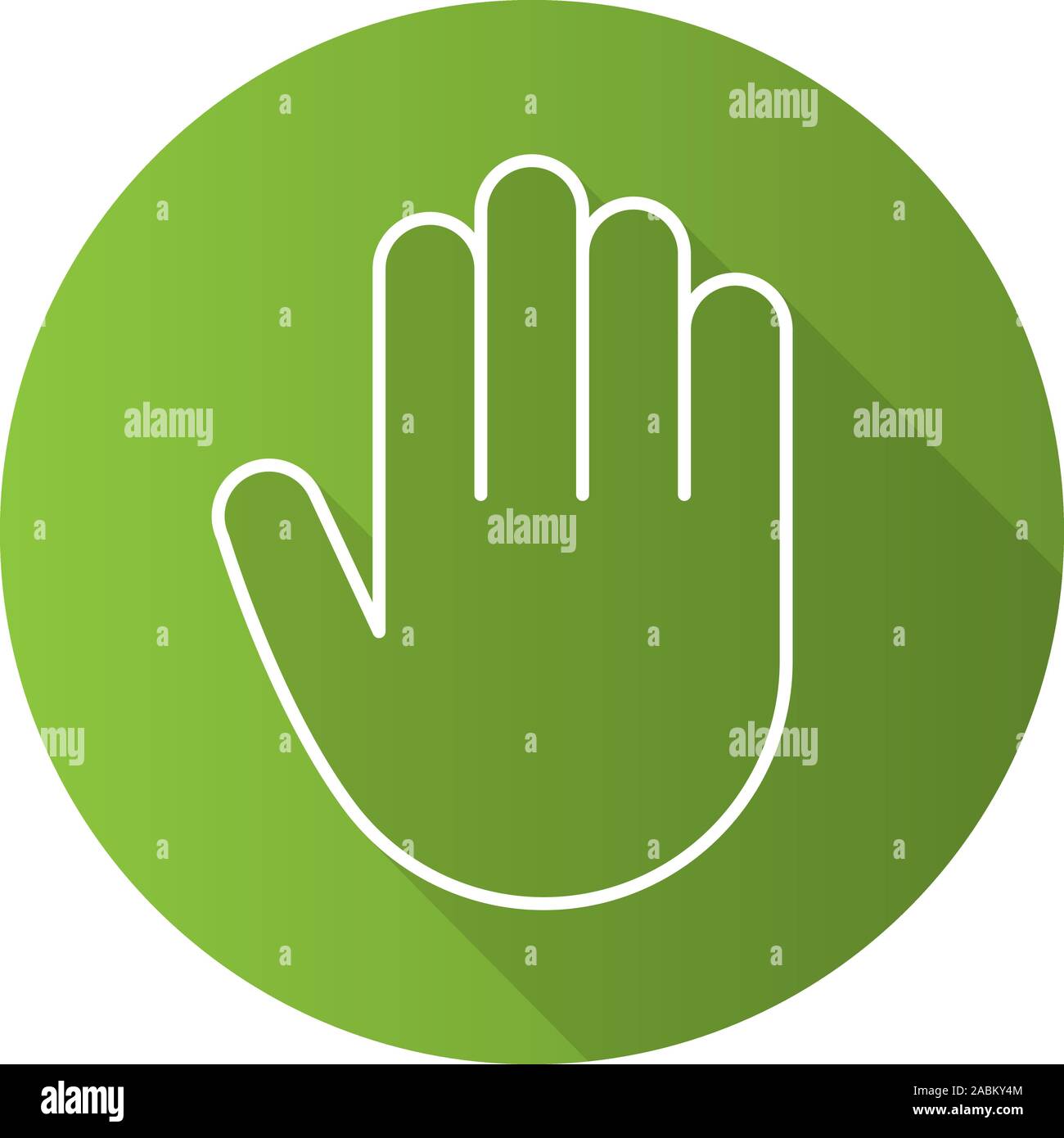 Hand flat linear long shadow icon. Palm. Greeting and high five gesture ...