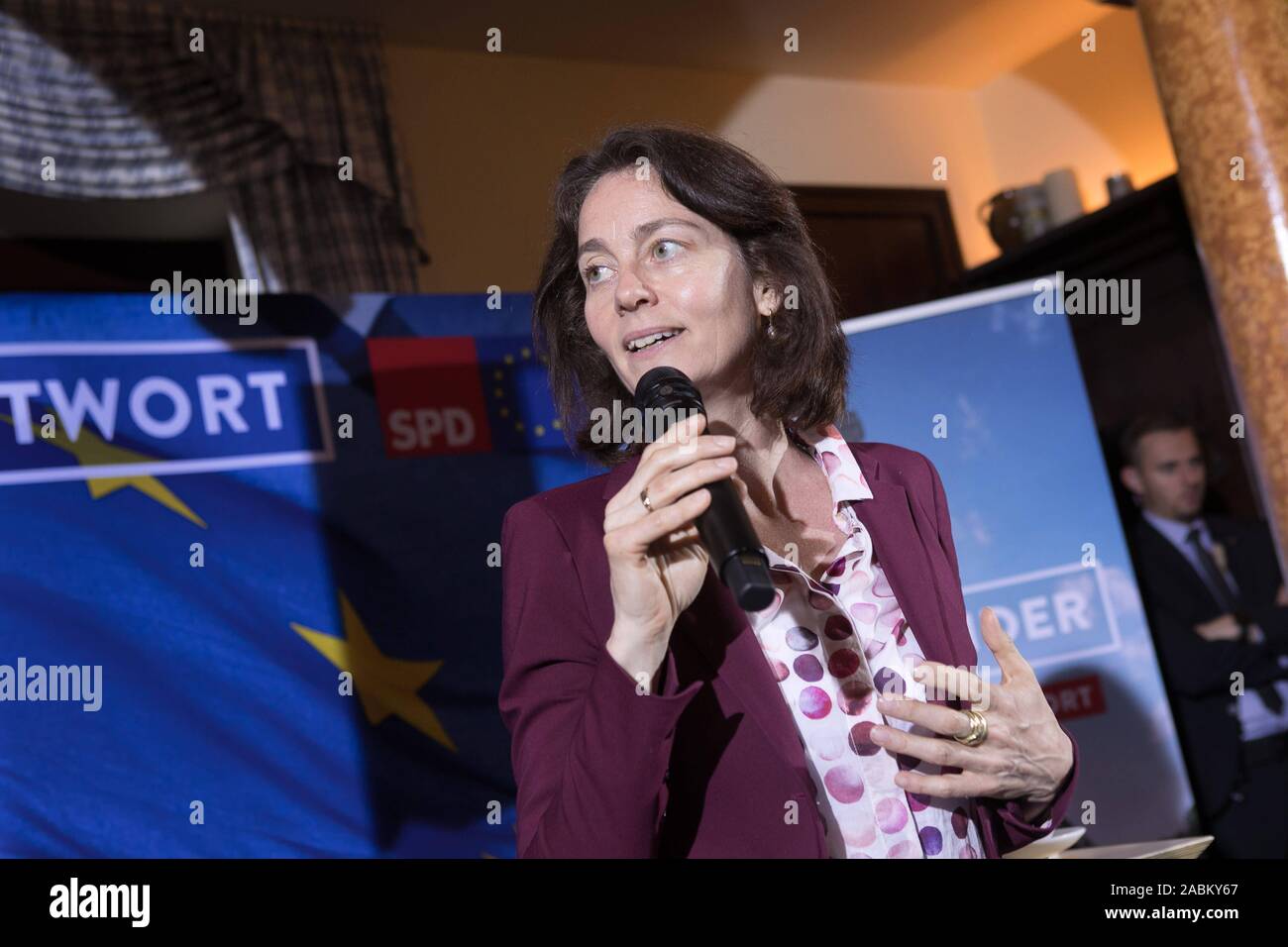 Top candidate Katarina Barley speaks at a campaign event of the SPD for the European elections 2019 in the Franziskaner in Munich. [automated translation] Stock Photo