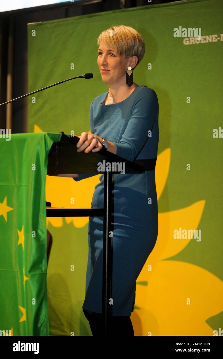 The newly elected mayor candidate Katrin Habenschaden speaks at the city party conference of Bündnis 90 / Die Grünen im Kesselhaus. [automated translation] Stock Photo