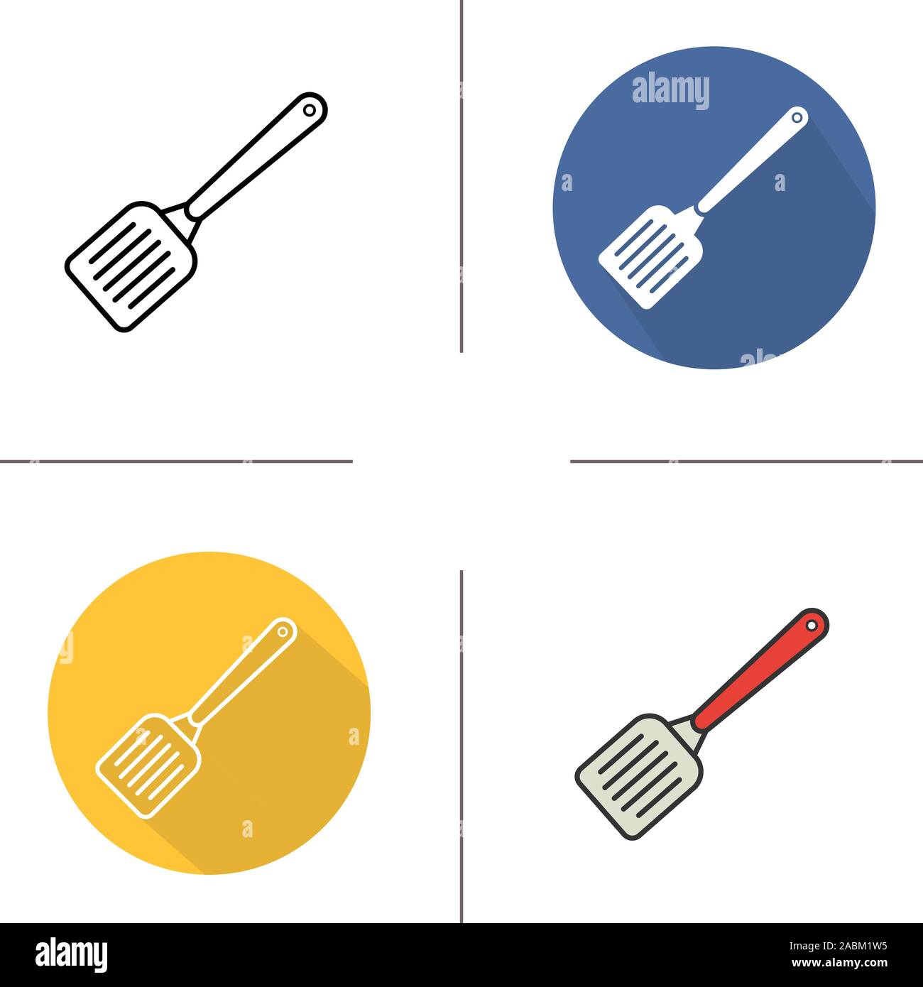 Spatula icon. Flat design, linear and color styles. Kitchen turner