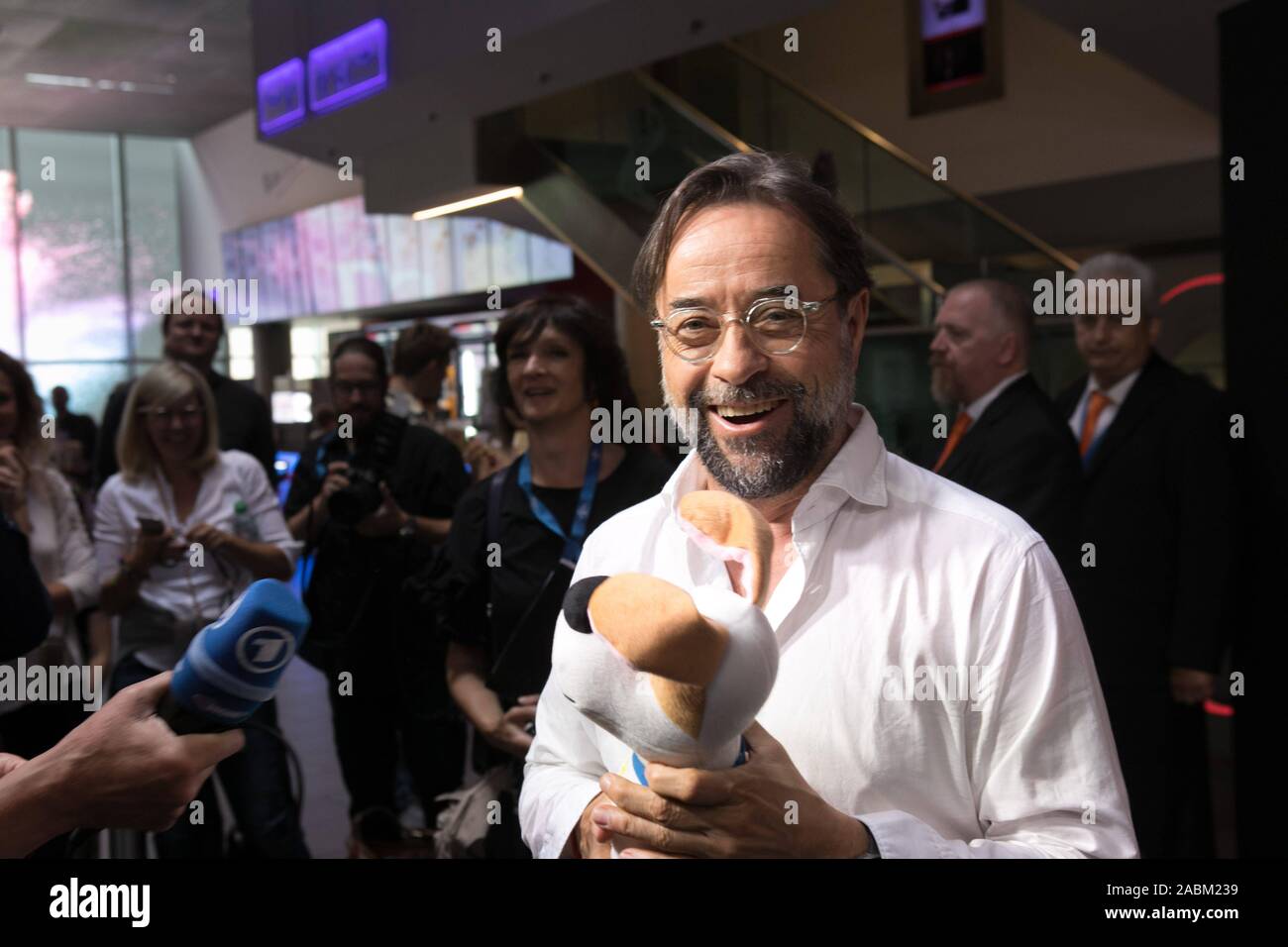 Actor Jan Josef Liefers, speaker of the main character, the terrier Max, at the preview of the animated film Pets 2 at Mathäser Filmplast. [automated translation] Stock Photo