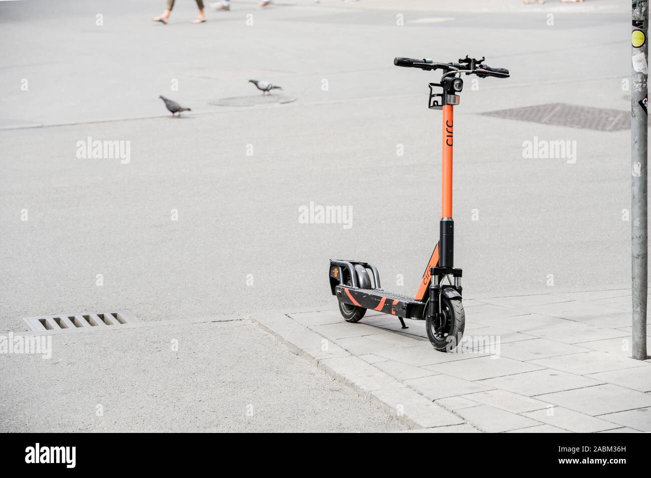 Parked electric scooter of the supplier Circ in Munich. [automated translation] Stock Photo