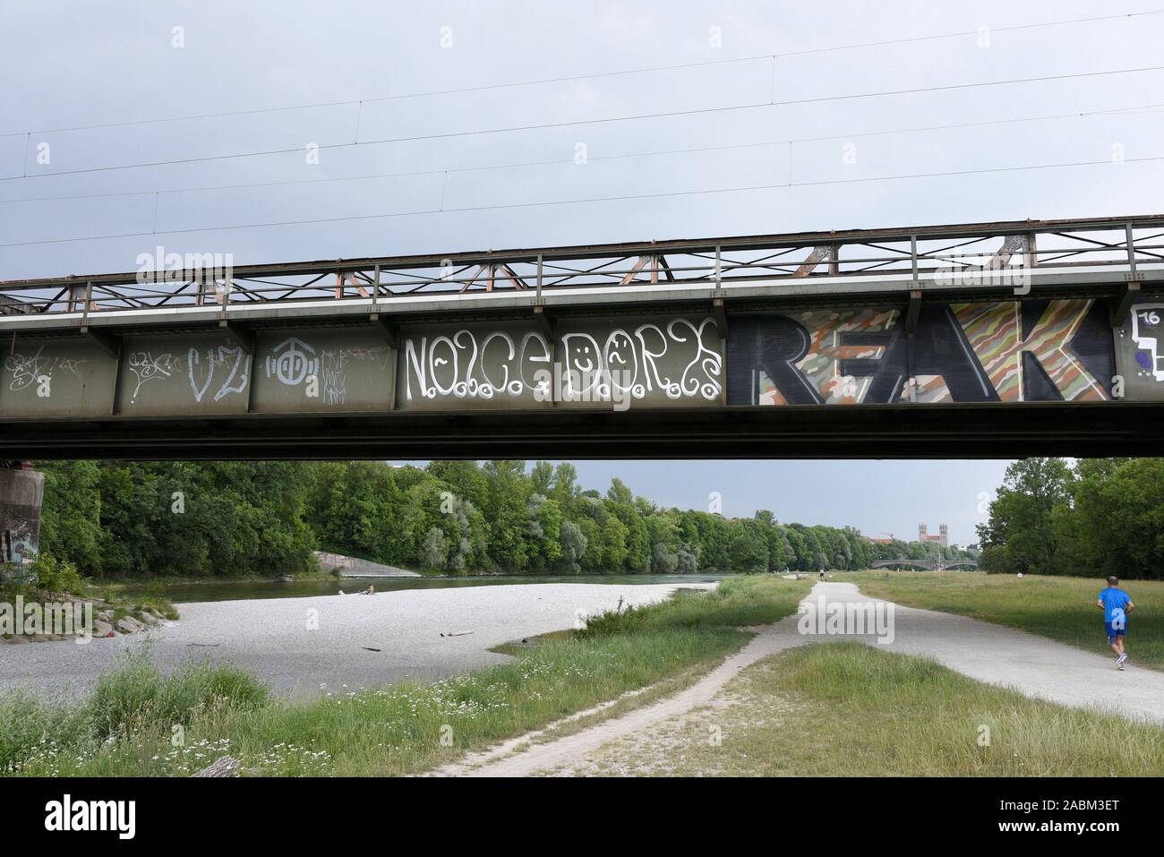 The Braunau railway bridge over the Isar in Munich. [automated translation] Stock Photo