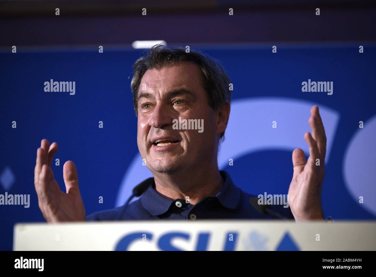Minister President Markus Söder speaks at the CSU district party conference in Munich's Hofbräukeller. [automated translation] Stock Photo