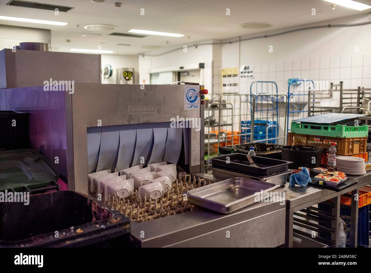 Impression from the Allianz Arena in Munich after the end of the first day of the Audi Cup 2019. After the evening match the preparations for the next match already begin. The picture shows the scullery. [automated translation] Stock Photo