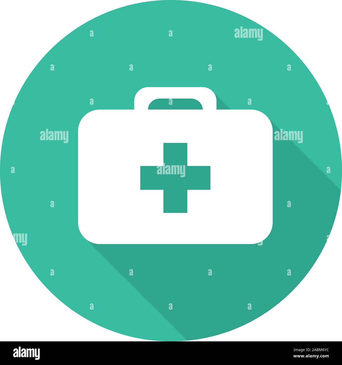 First aid kit flat design long shadow icon. Medicine chest. Vector