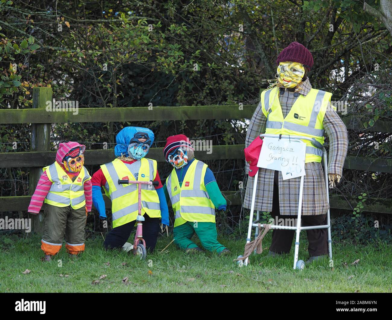 Halloween scarecrows exhibit of 'Gangsta Granny' in New Inn, Tipperary, Ireland Stock Photo