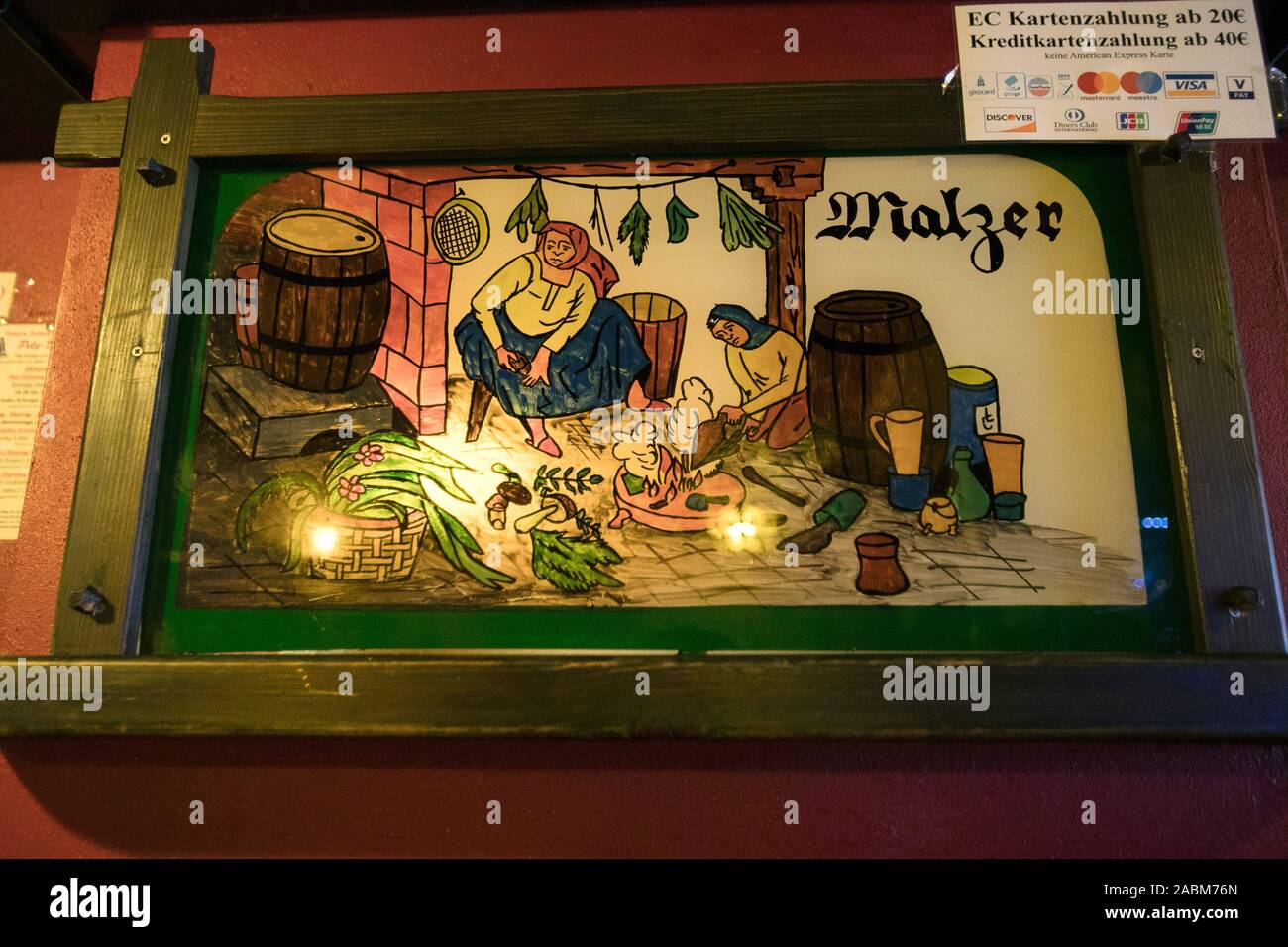 Representation of the malting in the cult pub Pils Doktor in the Leopoldstraße in Munich. [automated translation] Stock Photo