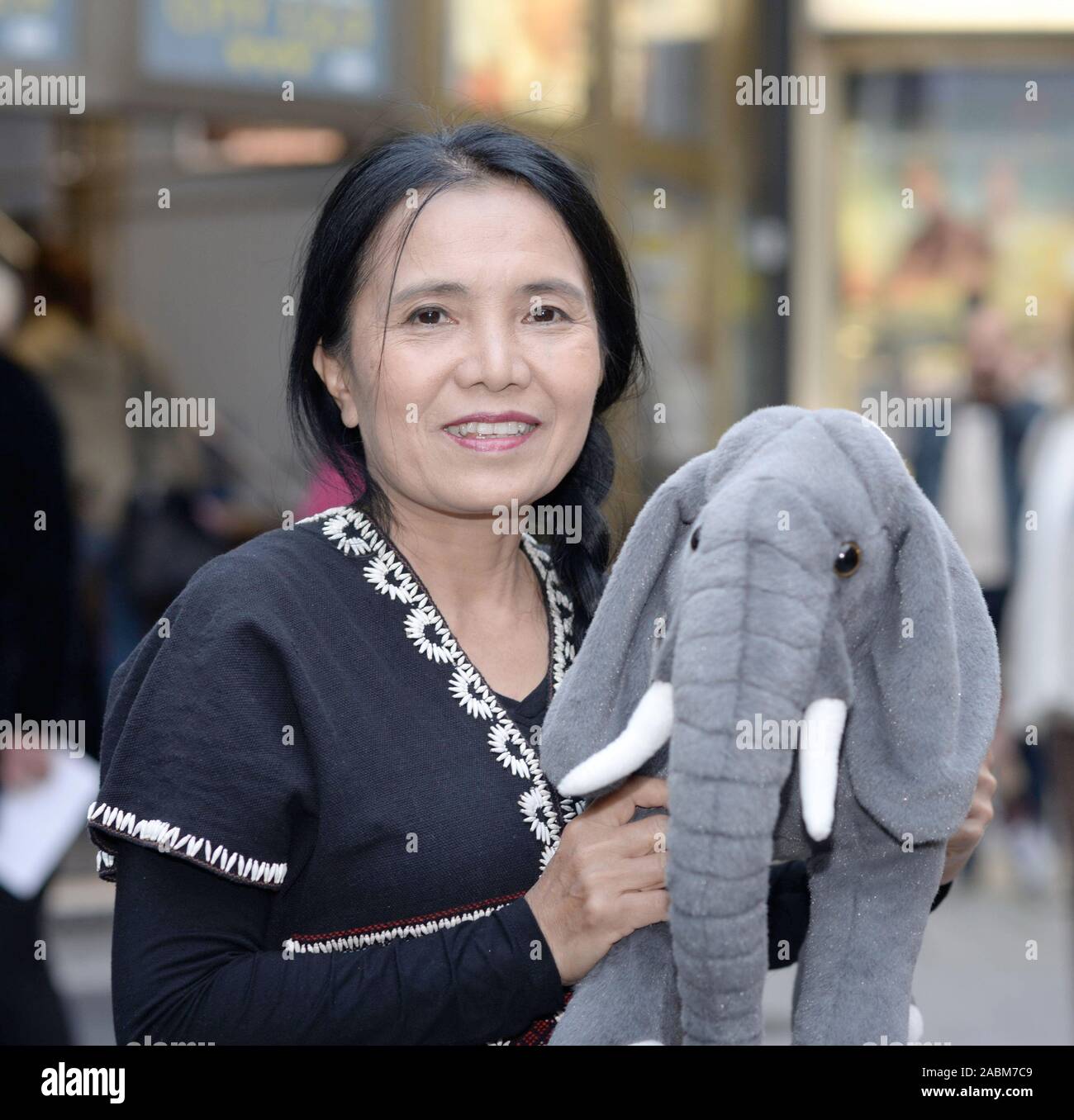 The elephant protector Lek Chailert at the film premiere of "Love and