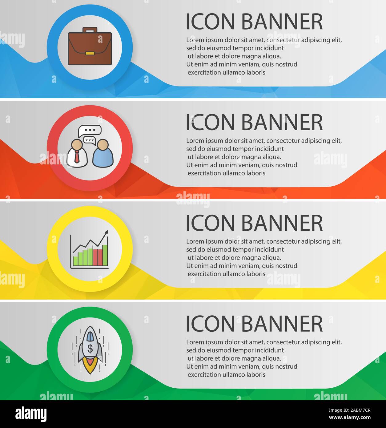 Business Banner Templates Set Easy To Edit Briefcase Working