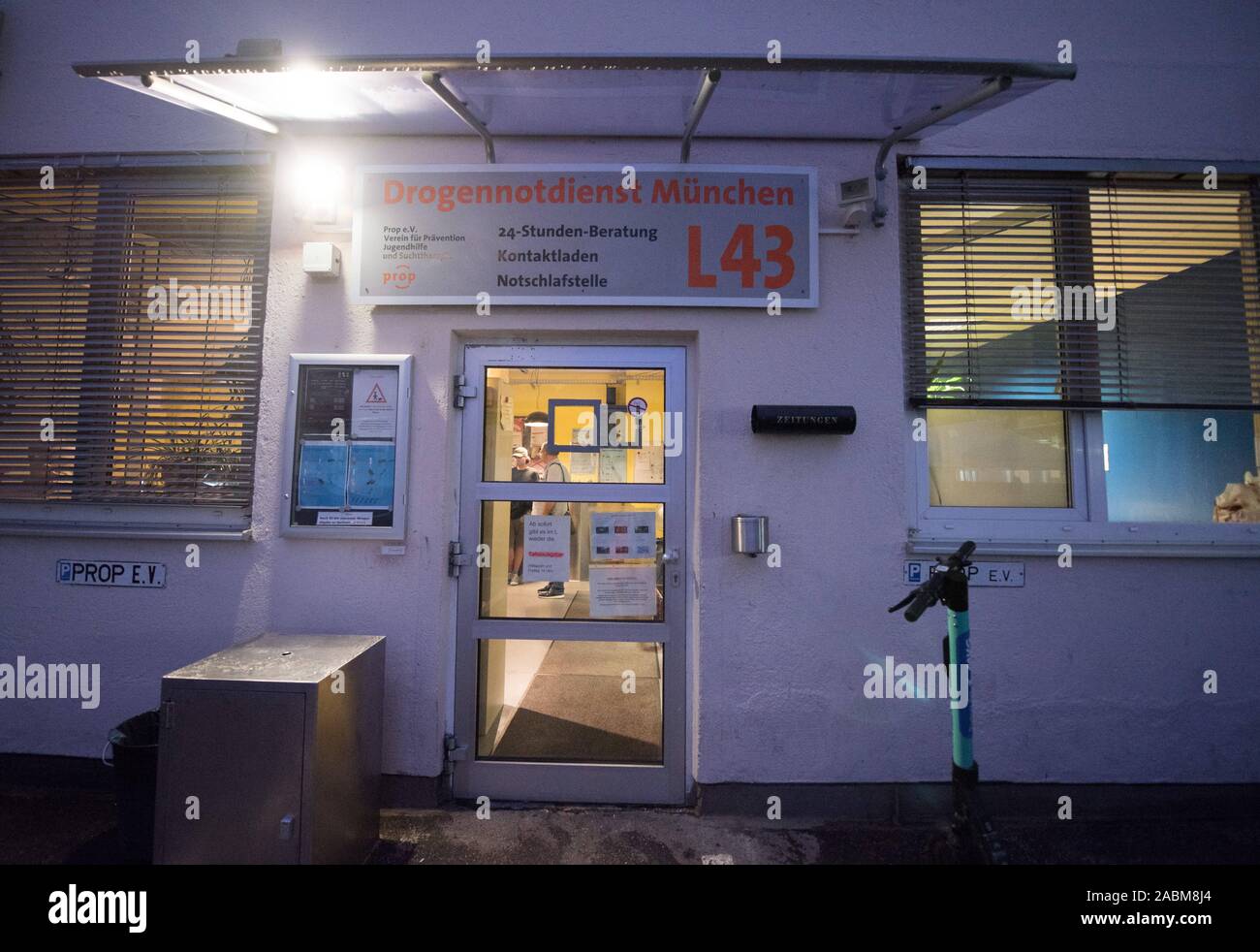 Premises of the drug emergency service L43 of prop e.v. in Munich. [automated translation] Stock Photo