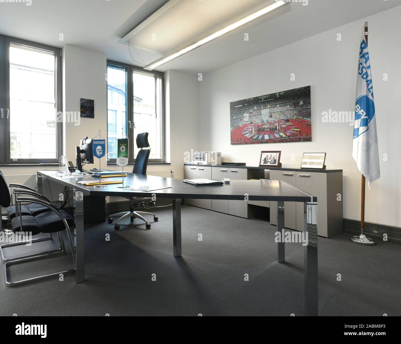 The desk in the office of Rainer Koch, President of the Bavarian Football Association. [automated translation] Stock Photo