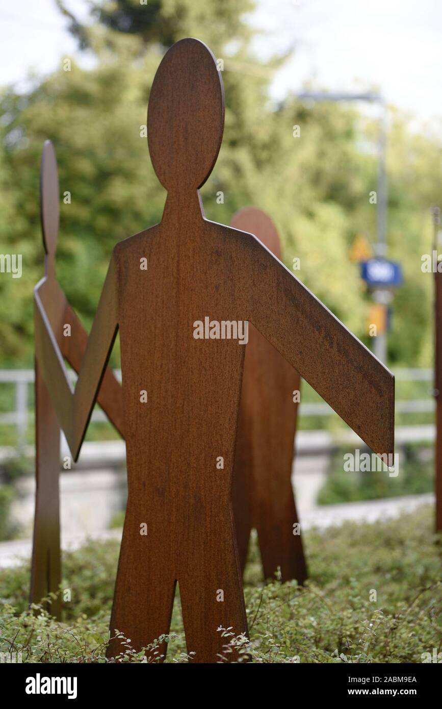 Monument of the artist Stefan Rottmeier in memory of Dominik Brunner at the S-Bahn station Solln. [automated translation] Stock Photo