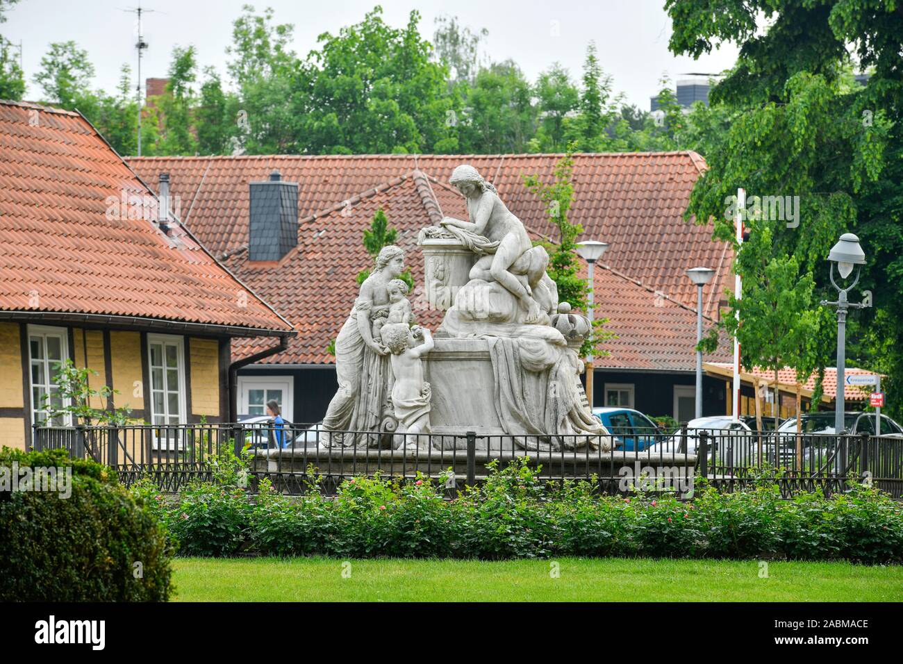 Caroline-Mathilde-Denkmal am Osteingang, Französischer Garten, Celle, Niedersachsen, Deutschland Stock Photo