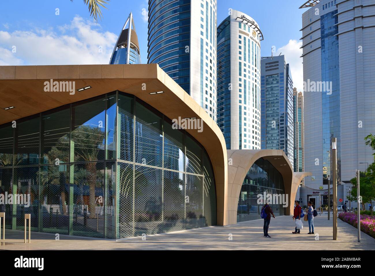 Doha, Qatar - Nov 21. 2019. DECC metro station outdoors Stock Photo