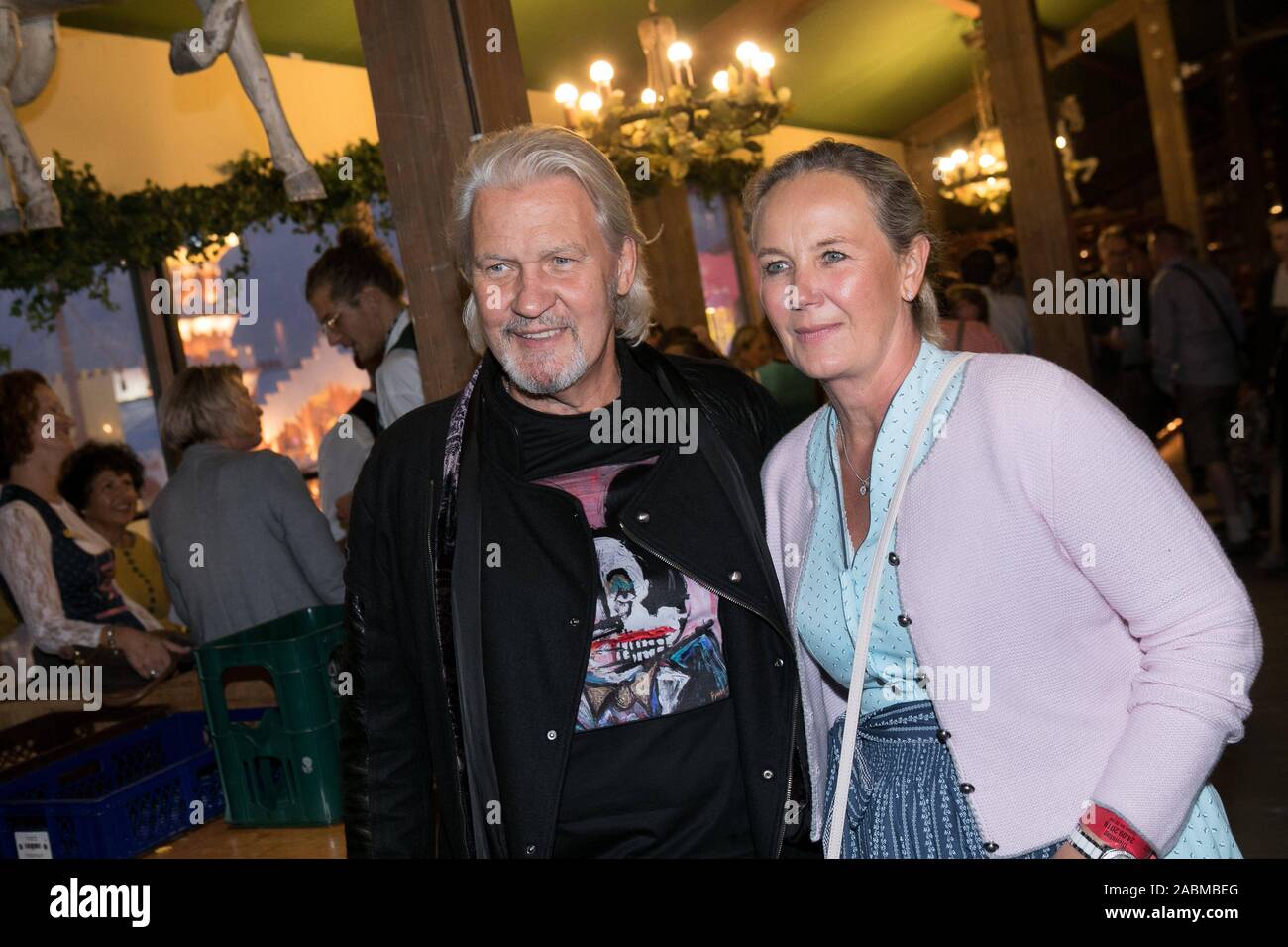 Singer Johnny Logan and Tanja Surmann at the Wiesn party of GoldStar TV in the wine tent. [automated translation] Stock Photo