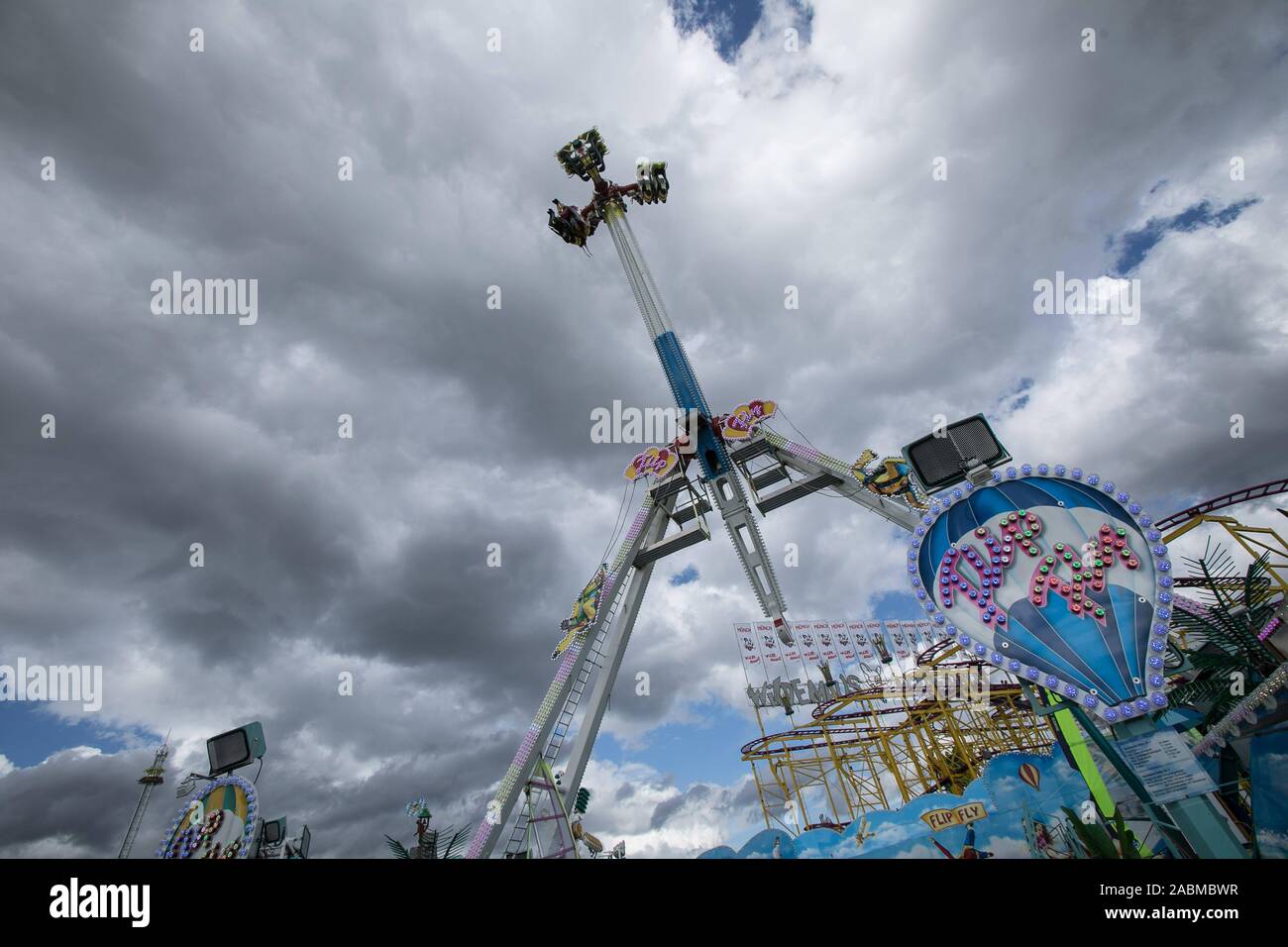 Flip Fly ride on the Munich Wiesn. [automated translation] Stock Photo ...