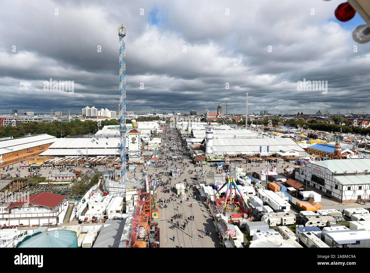 View from the Riesenrad over the Münchner Wiesn. [automated translation] Stock Photo