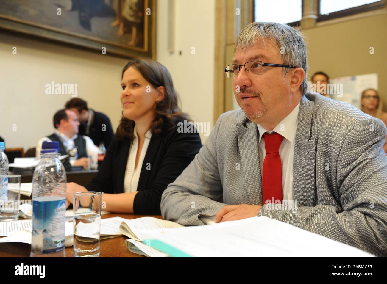 The newly elected chairmen of the SPD city council faction, Verena Dietl and Christian Müller, at their first plenary meeting of the Munich city council in the large meeting hall of the city hall in a new function. [automated translation] Stock Photo
