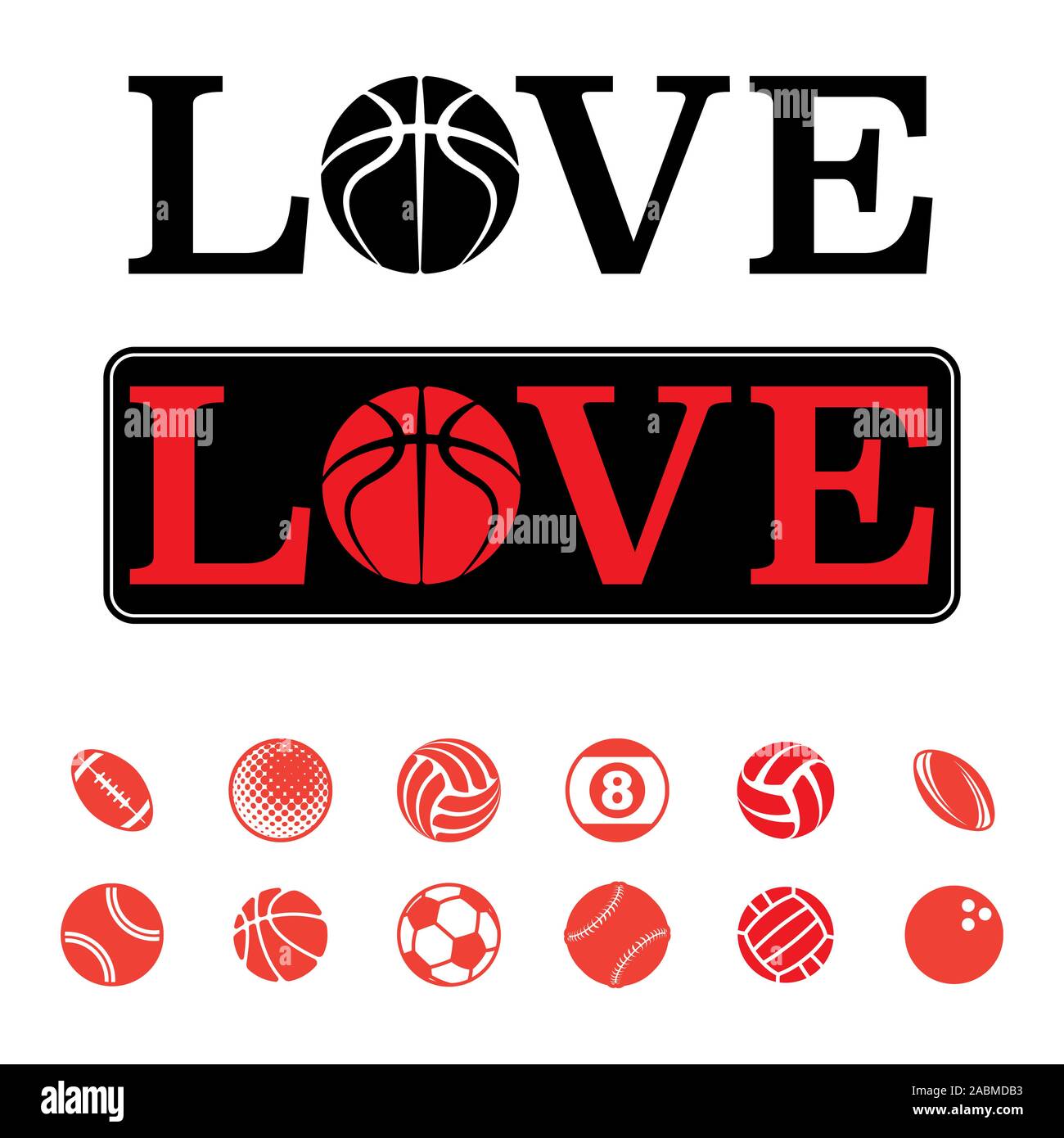 Sport balls outline symbols text Stock Vector Image & Art Alamy