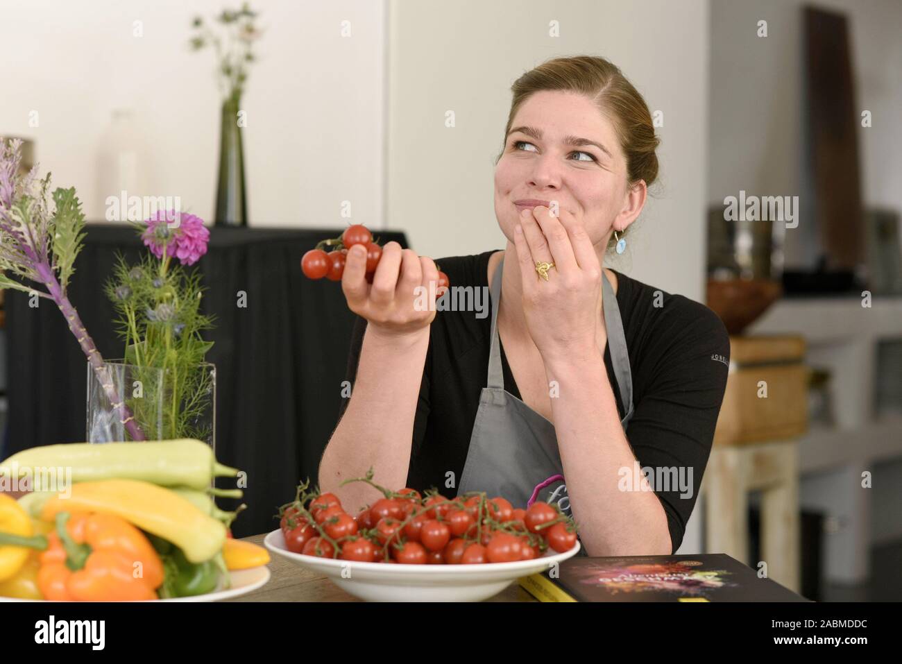 Author, food nomad and gastro consultant Antje de Vries in Munich. [automated translation] Stock Photo