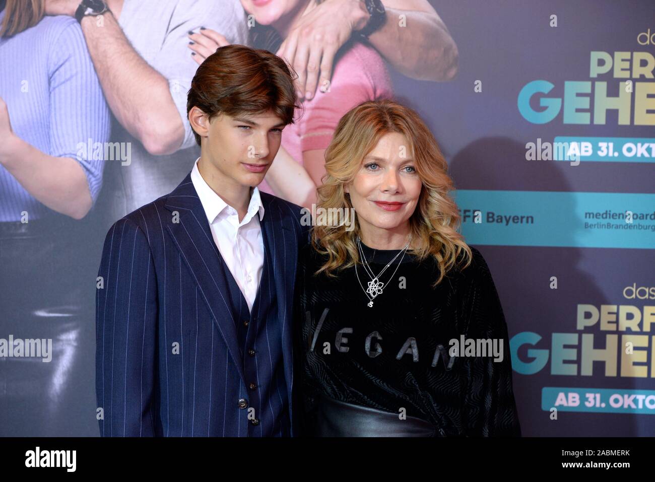 Actress Ursula Karven and son Liam Karven-Veres at the premiere of the movie 'Das perfekte Geheimnis' at the Mathäser Kino in Munich. [automated translation] Stock Photo