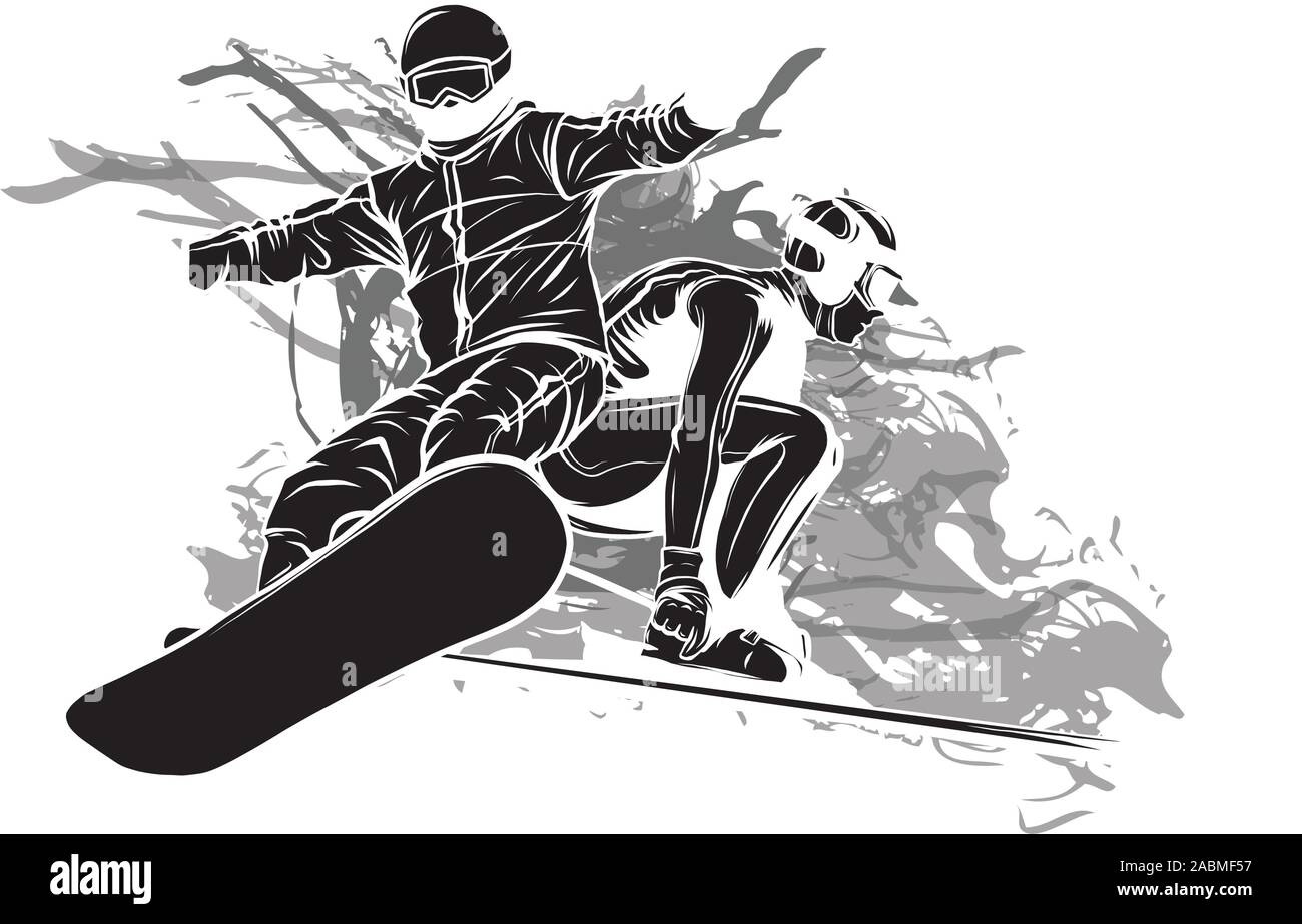 Лыжи и сноуборд вектор