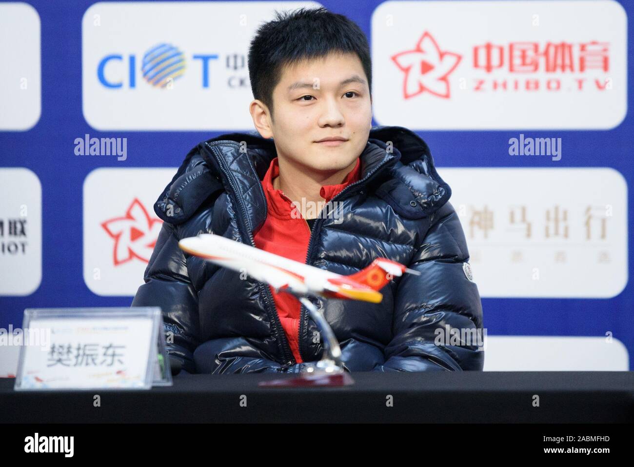 Chengdu, Chengdu, China. 28th Nov, 2019. Chengdu, CHINA-Chinese table tennis players Ma long, Fan Zhendong and German table tennis player Timo Boll attended the 2019 Men's Table Tennis World Cup fans' meeting in Chengdu, Sichuan province, Nov. 28, 2019. Credit: SIPA Asia/ZUMA Wire/Alamy Live News Stock Photo