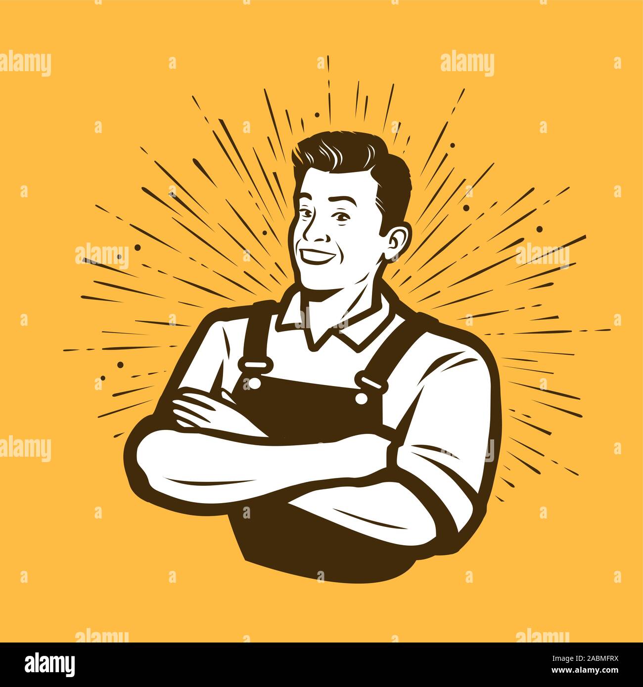 Man with his arms crossed. Professional vector illustration Stock Vector