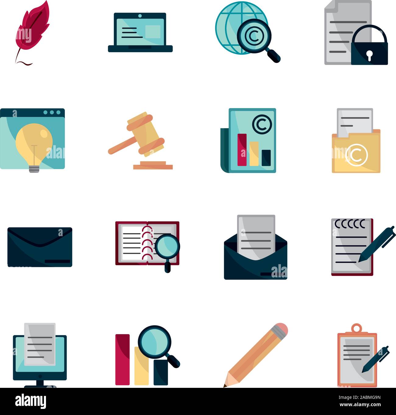 property intellectual copyright icons set vector illustration Stock Vector