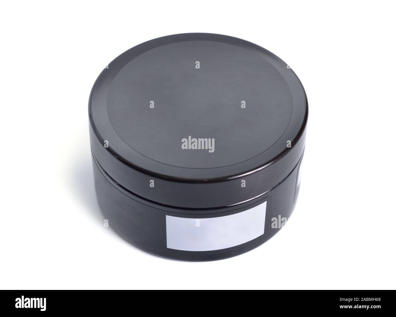 Round Black plastic box with white stick. Isolated on white Stock Photo -  Alamy