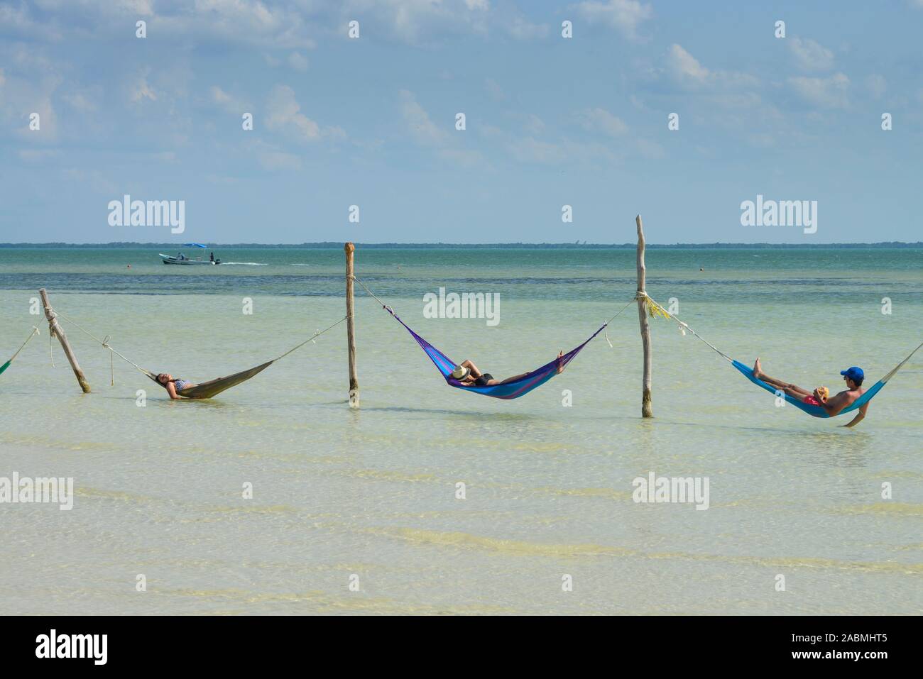 Strand Hangematten Isla Holbox Quintana Roo Mexiko Stock Photo