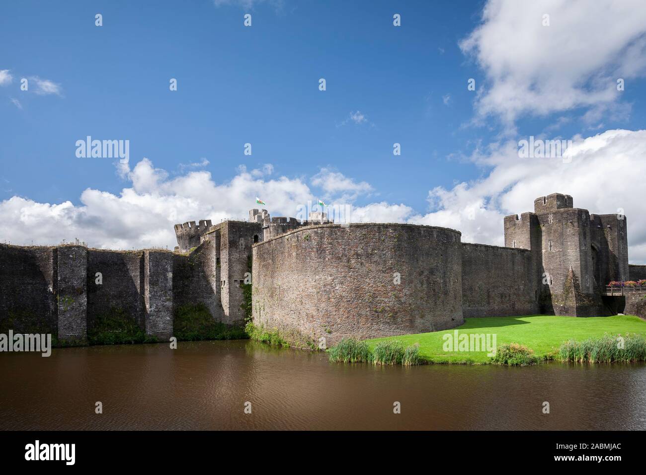 Caerphilly castle in south Wales Stock Photo