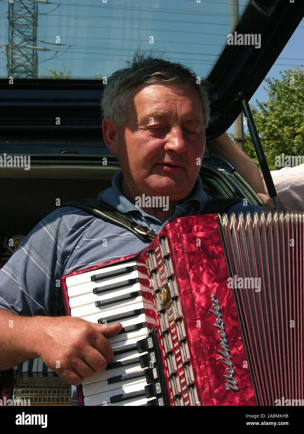 Amateur accordion player Stock Photo Alamy