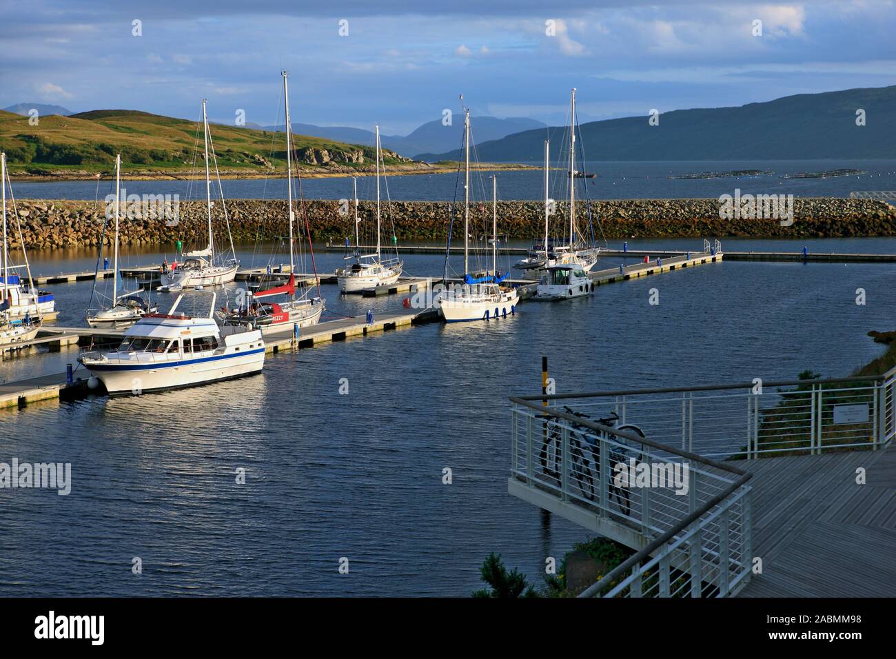 Yachts berthed in Portavadie Marina on Loch Fyne, Argyll, Scotland Stock Photo
