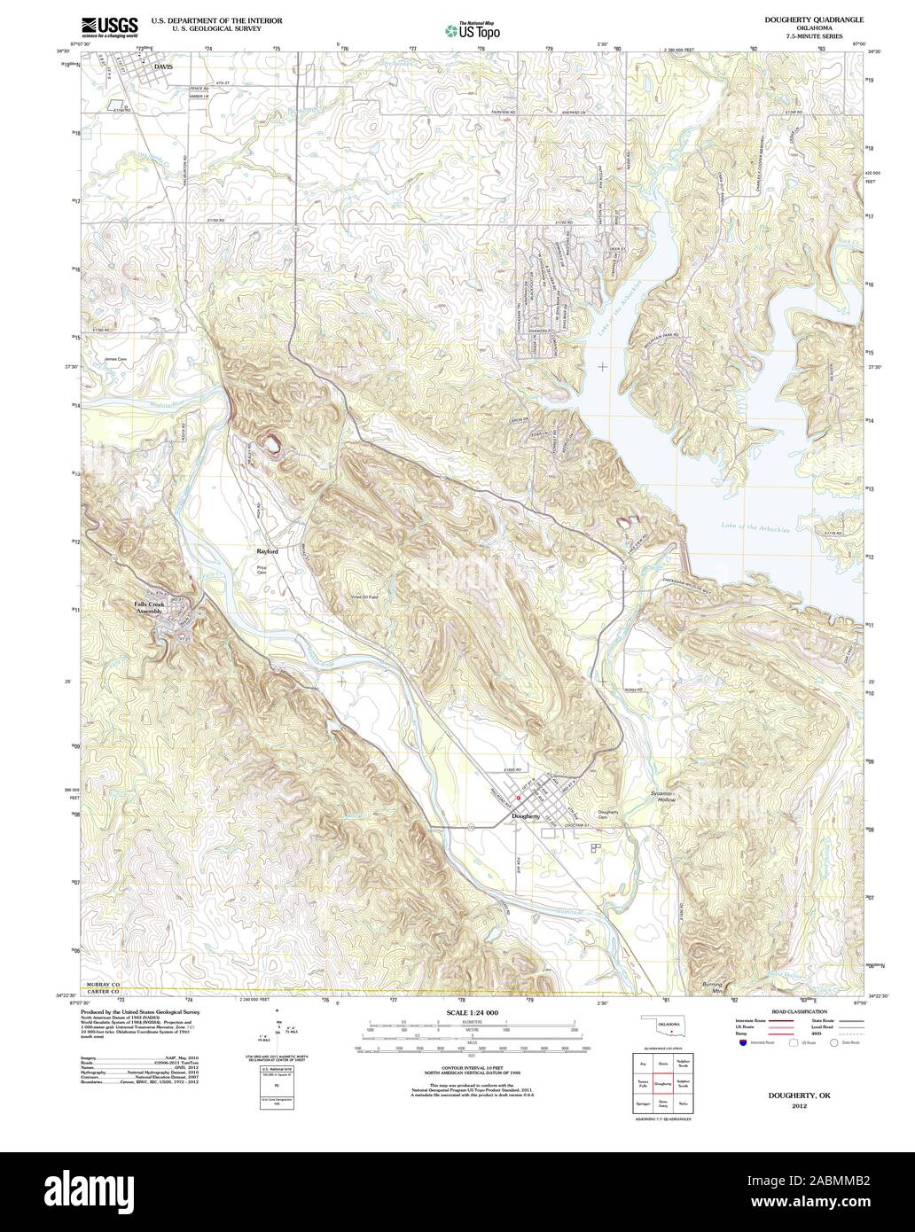 USGS TOPO Map Oklahoma OK Dougherty 20121206 TM Restoration Stock Photo