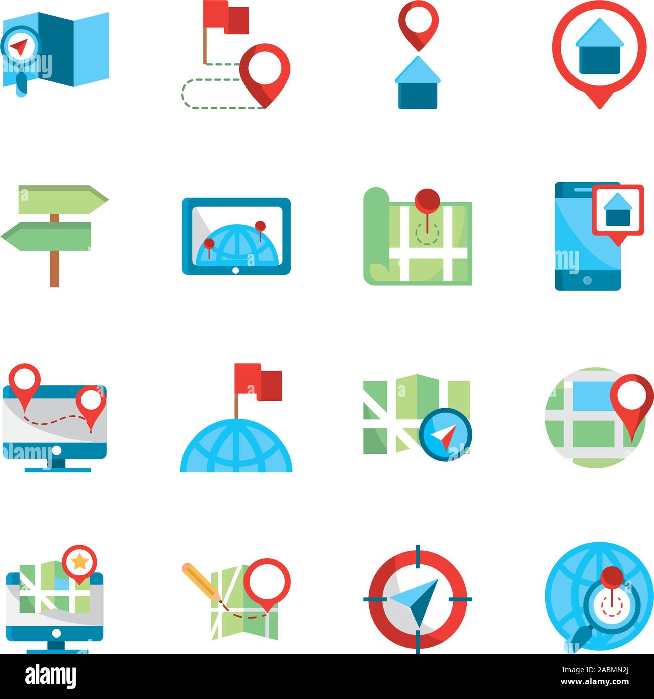 gps map and navigation icons collection vector illustration Stock ...