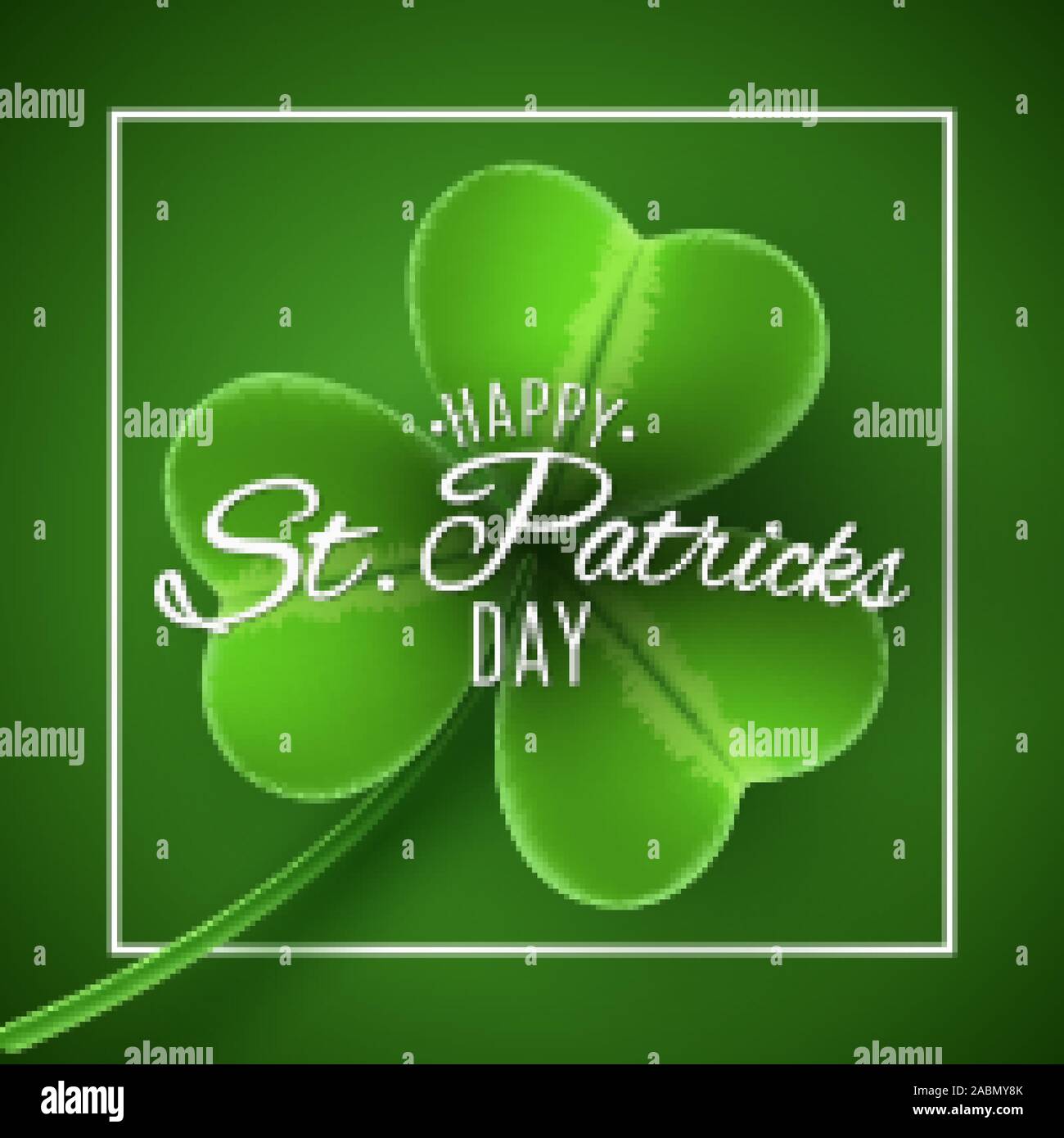 Banner For Saint Patricks Day Realistic Green Clovers And Stylish